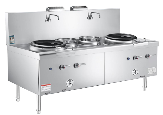 Gas dual head dual tail small stir fry stove