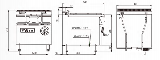可倾斜式燃气炒锅